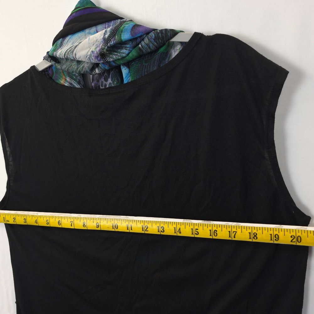 Peacock Print Poncho Blouse Sheer Overlay Beaded L Boho Statement Top Resort - Picture 4 of 9